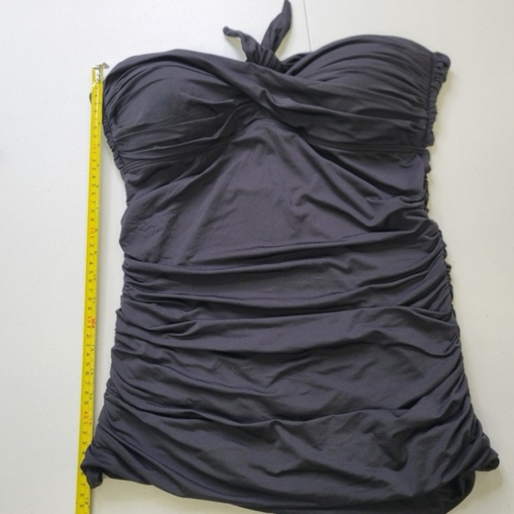 Carmen Marc Valvo Womens Swimsuit Size XL Black Classic Weave Bandeau tankini - Picture 2 of 4